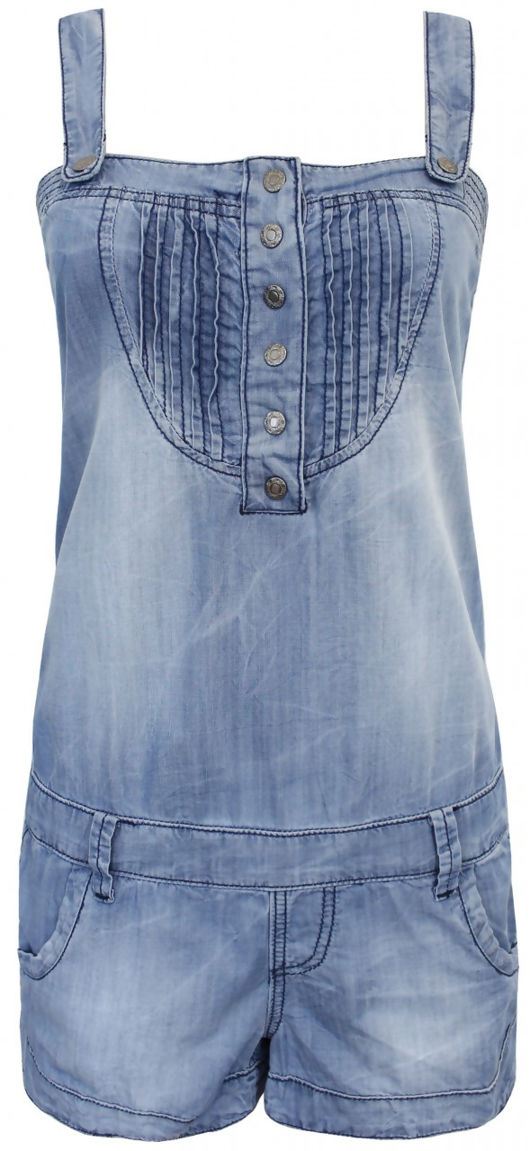 Ruched & Buttoned Front Dungaree Playsuit