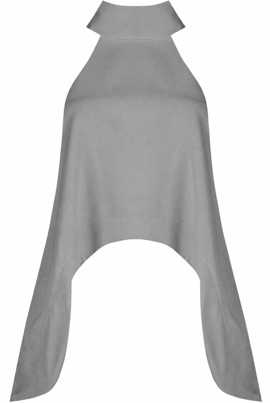 Grey Turtle Neck Asymmetric Tops