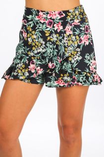 Floral Print Frill Skort In Navy