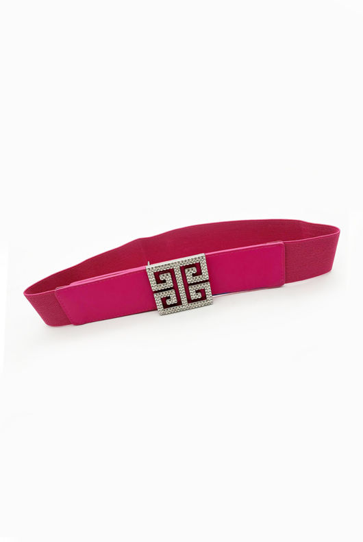 Fuchsia Diamante Buckle Waist Belt