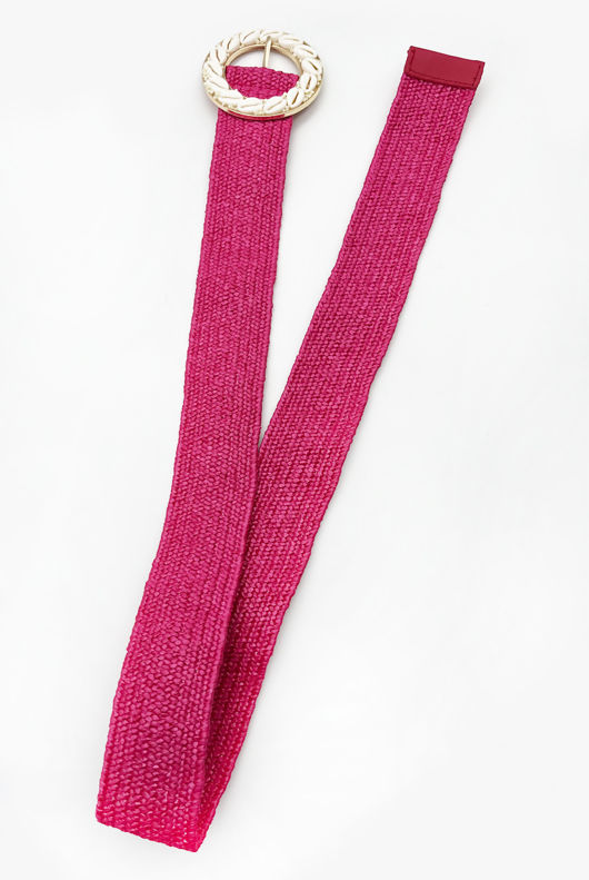 Fuchsia Shell Buckle Woven Belt