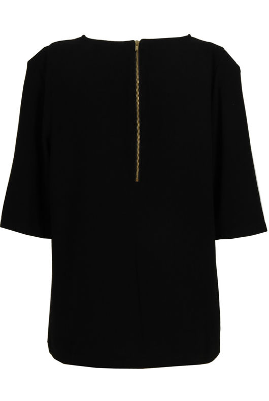 Black Front Stone Detailed 3/4 Sleeve Tops
