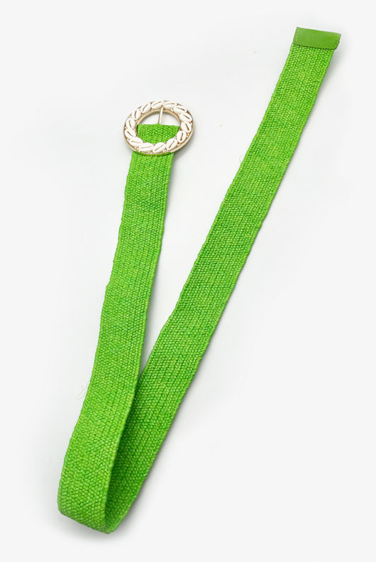 Green Shell Buckle Woven Belt