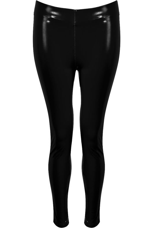 Black PU Vinyl Disco Leggings