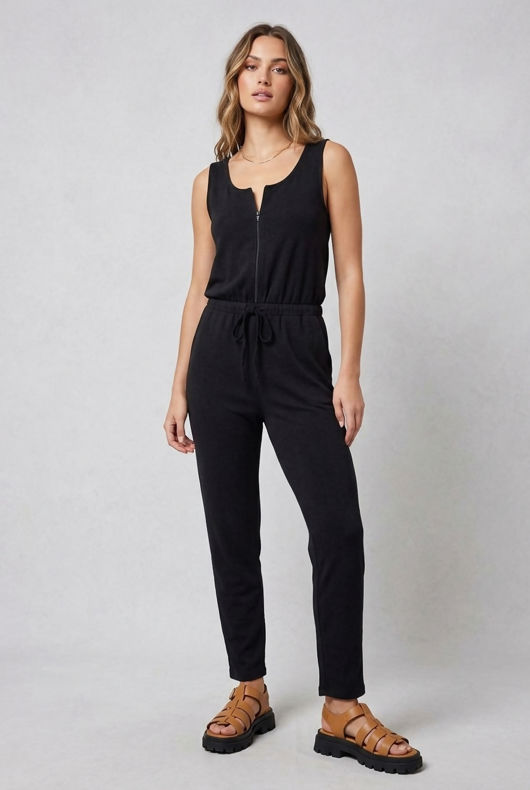 Black Zip Up Jumpsuit