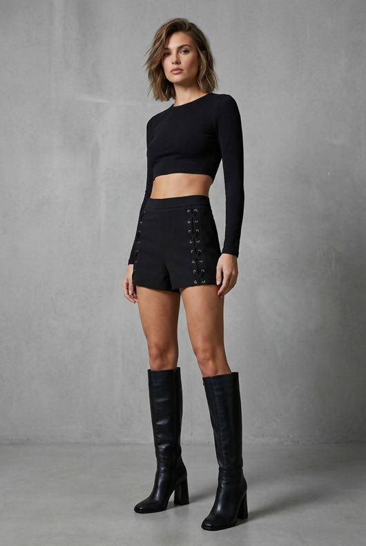 Black Lace Lock Shorts