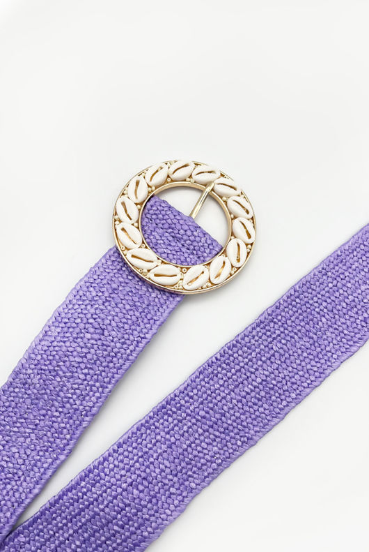 Lilac Shell Buckle Woven Belt