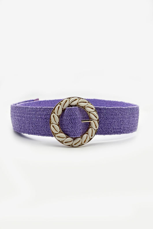 Lilac Shell Buckle Woven Belt