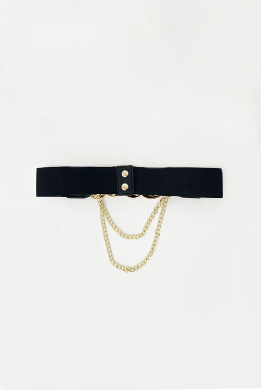 Black Double Chain Elasticated Waist Belt