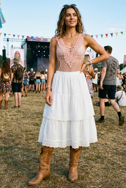 Rose Lace Plunge Neck Fish Net Bodysuit