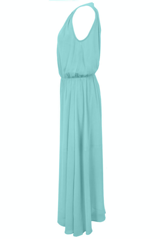 Mint Green Halterneck Chiffon Sheer Maxi Dress
