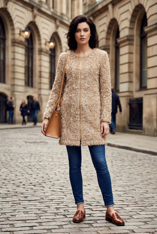 Beige Long Mohair Coat