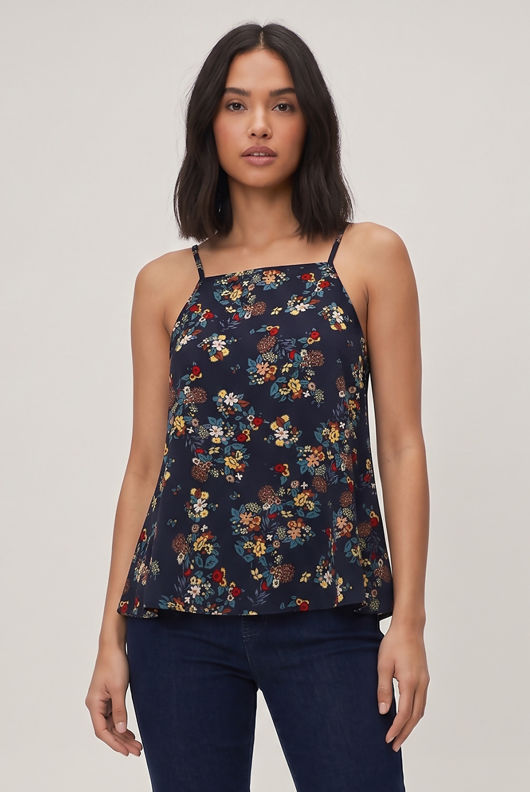 Blue Floral Printed Swing Cami