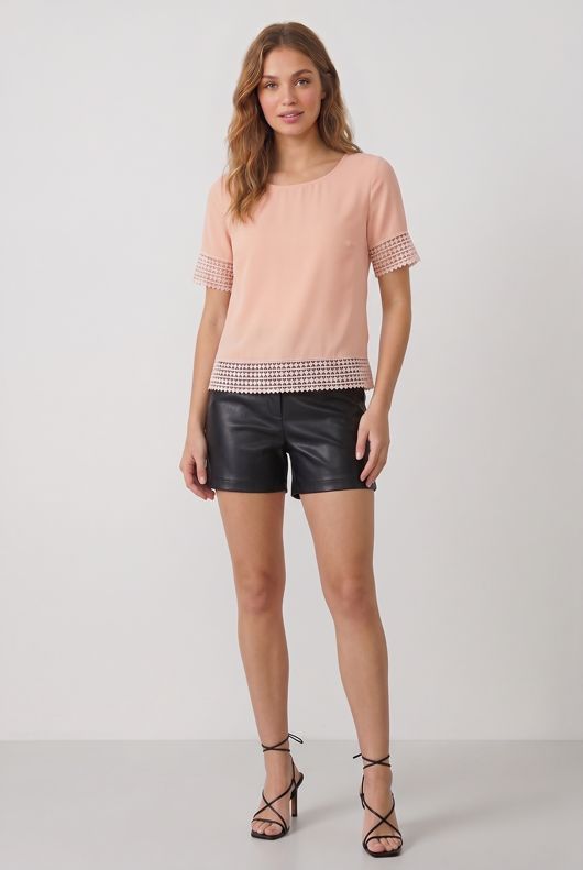 Pink Open Back Short Sleeve Top
