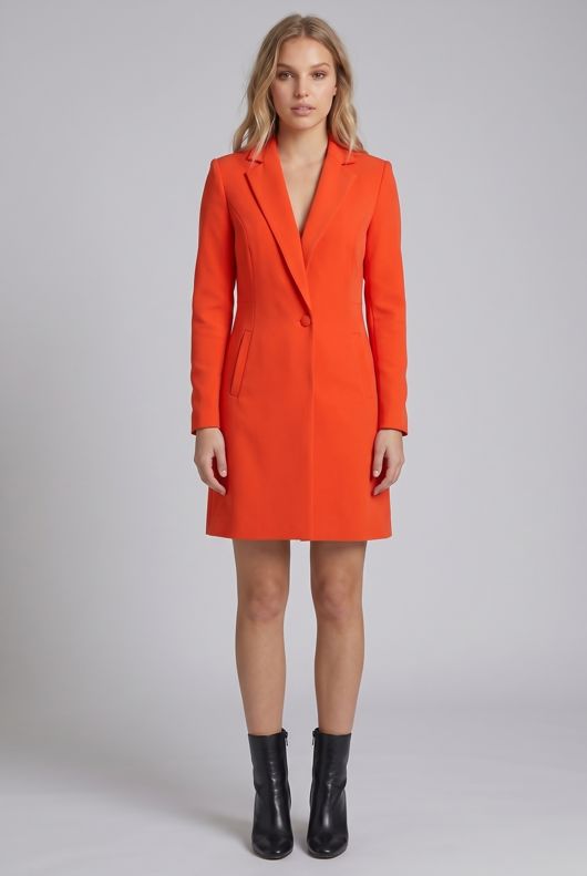 Orange Double Breast Long Coat