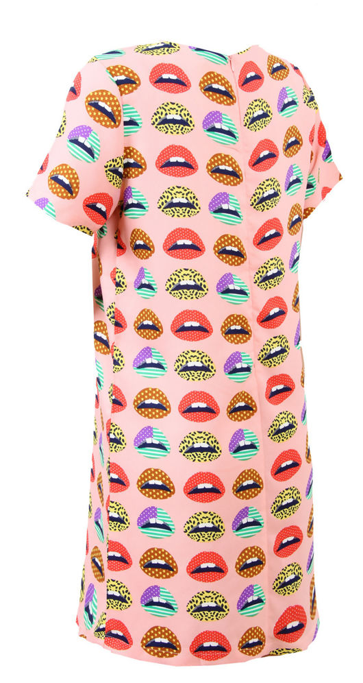 Lips Print Shift Dress in Pink