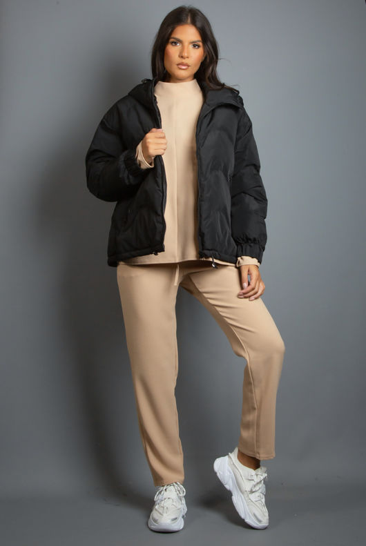 Black Hooded Puffer Jacket