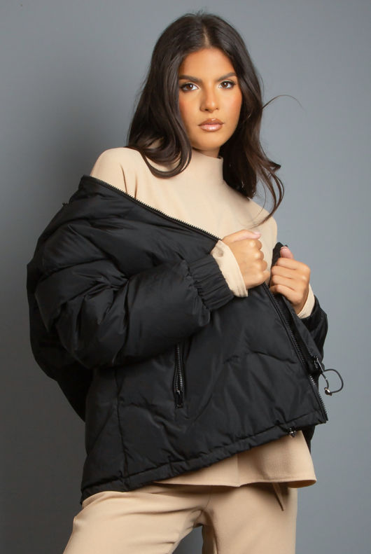 Black Hooded Puffer Jacket