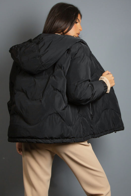 Black Hooded Puffer Jacket