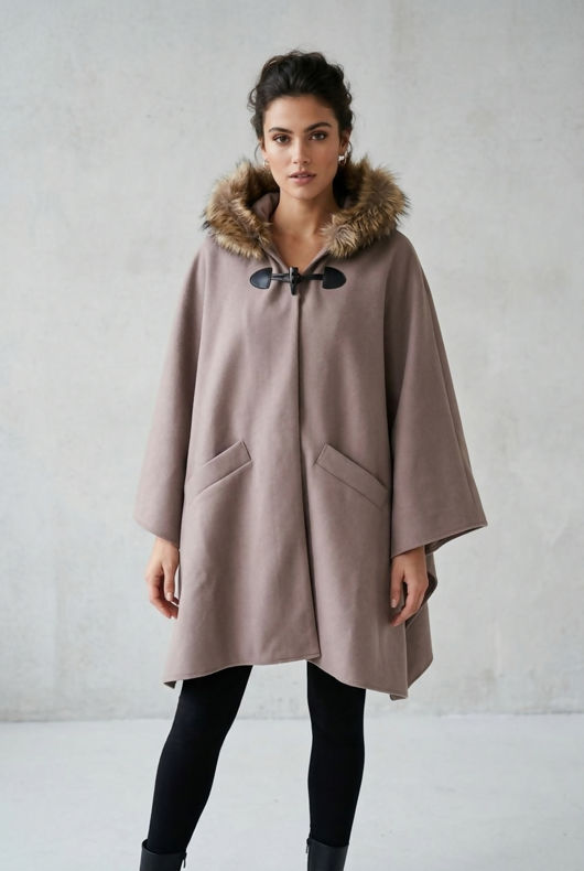 Stone Fur Hoody Pullover With Pockets