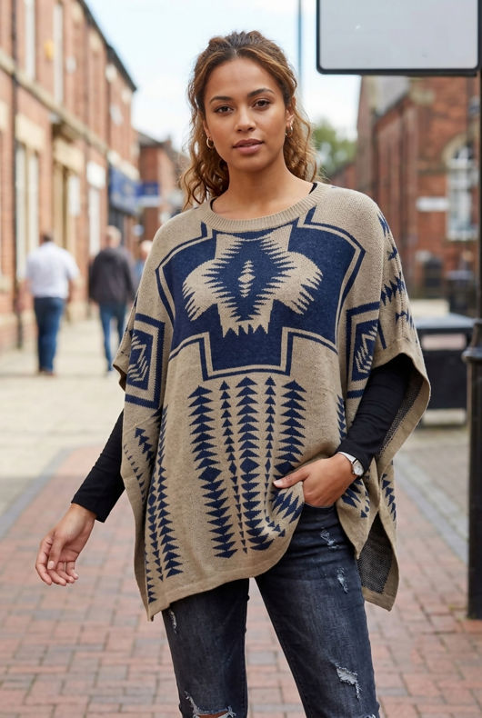 Taupe Patterned Cape