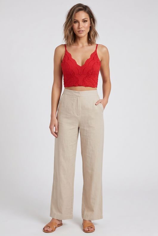 Red Scallop Edge Crochet Bralet