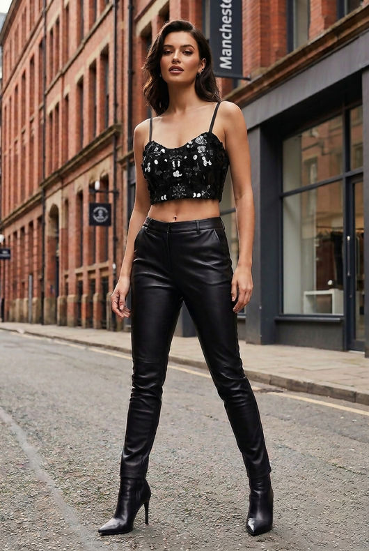 Sequin Bralet With Contrast Straps In Black