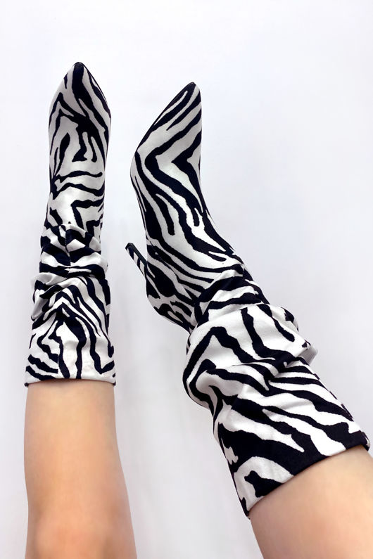 Heeled Stiletto Zebra Slouchy Suede Boots
