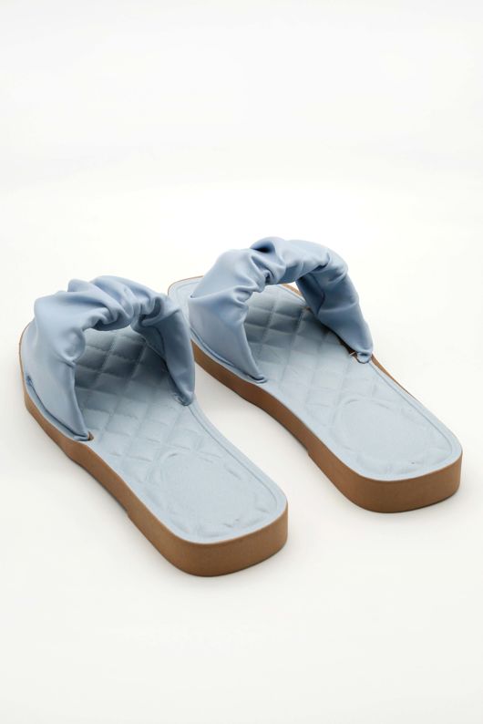 Blue Ruched Sliders