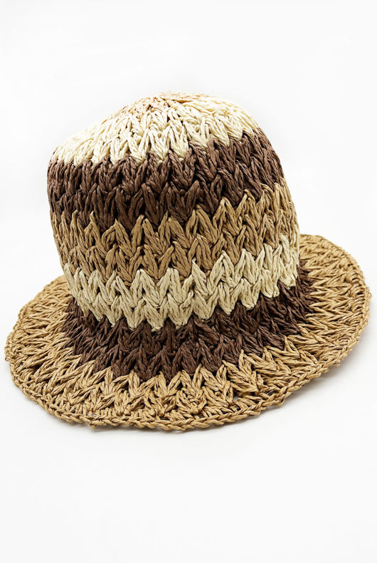 Brown Crochet Look Bucket Hat