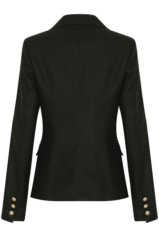 PU Golden Button Double Breast Blazer