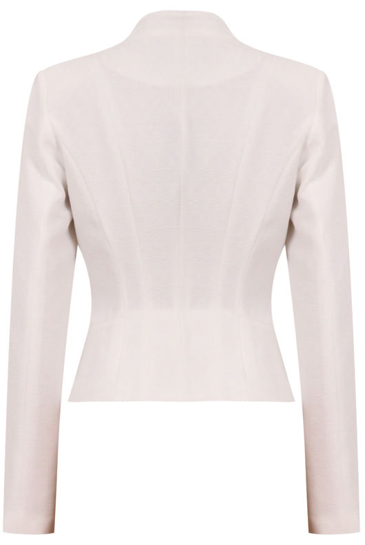 Cream Textured Cross Zipped Jacket