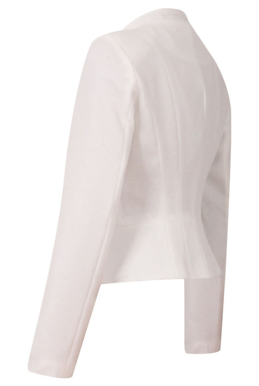 Cream Textured Cross Zipped Jacket