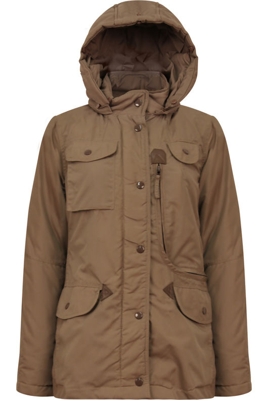 Brown Detachable Fur Collar Parka Coat