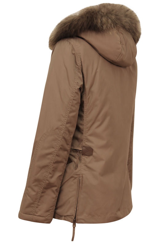 Brown Detachable Fur Collar Parka Coat