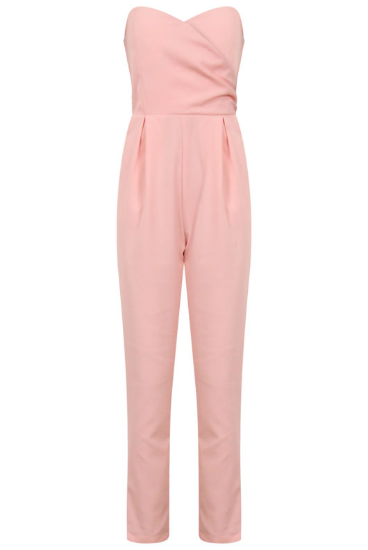 Pink Cross Over Bandeau Jumpsuit