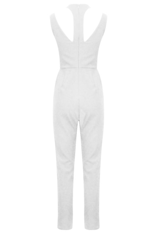 Cream Cut Out Shoulder Jumpsuit