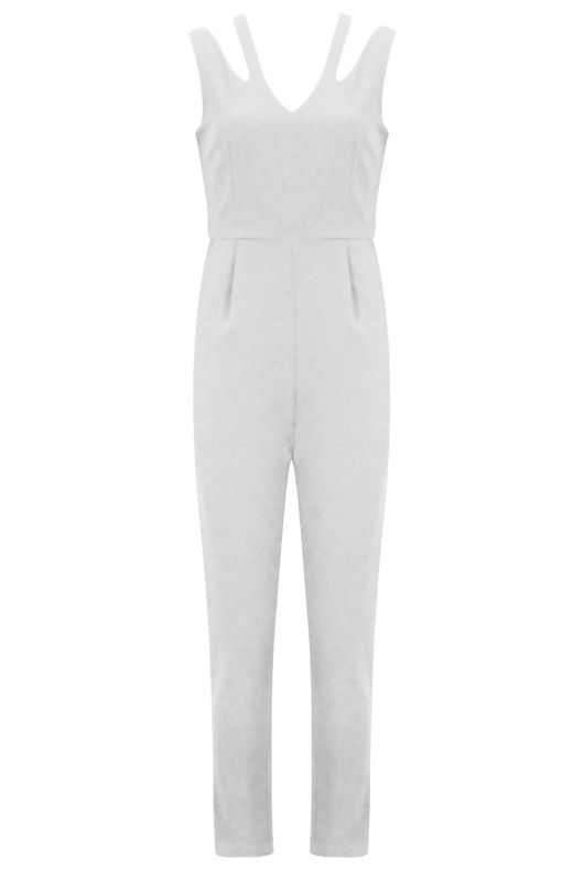 Cream Cut Out Shoulder Jumpsuit