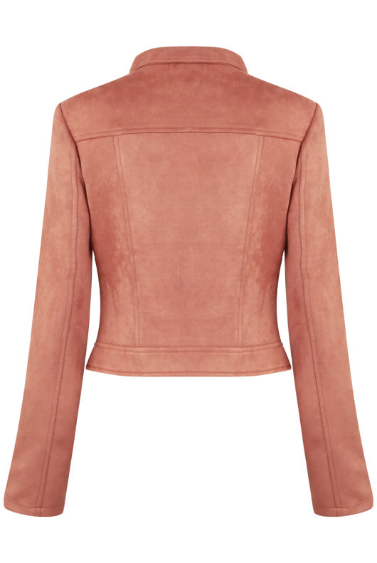 Rose Faux Suede Button Front Jacket In Taupe