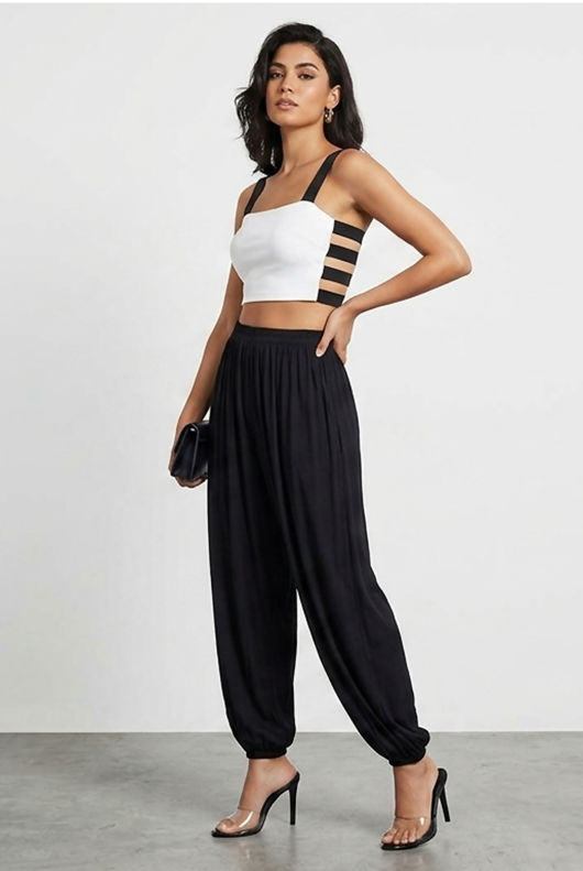 White Cut Out Back Crop Top