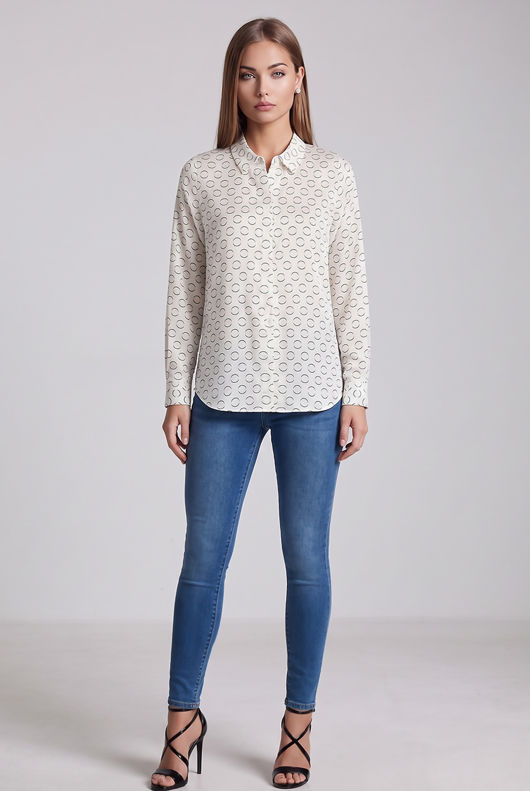 White Circles Print Shirt