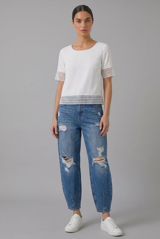 White Open Back Short Sleeve Top 