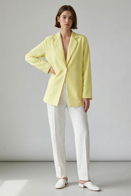 Yellow Long Sleeve Easy Fit Coat
