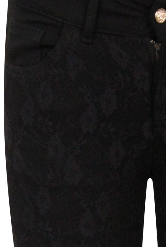 Black Floral Print Skinny Jeans