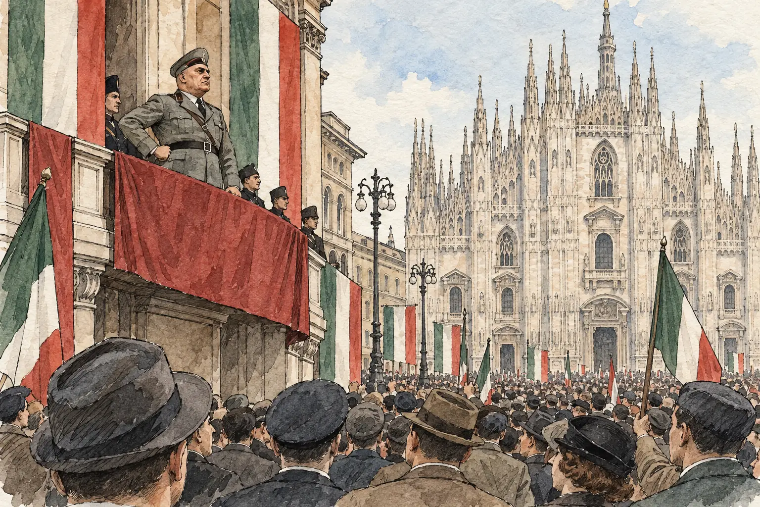 Mussolini first spoke of a Rome-Berlin 'axis' in a speech in Milan on 1 November 1936.