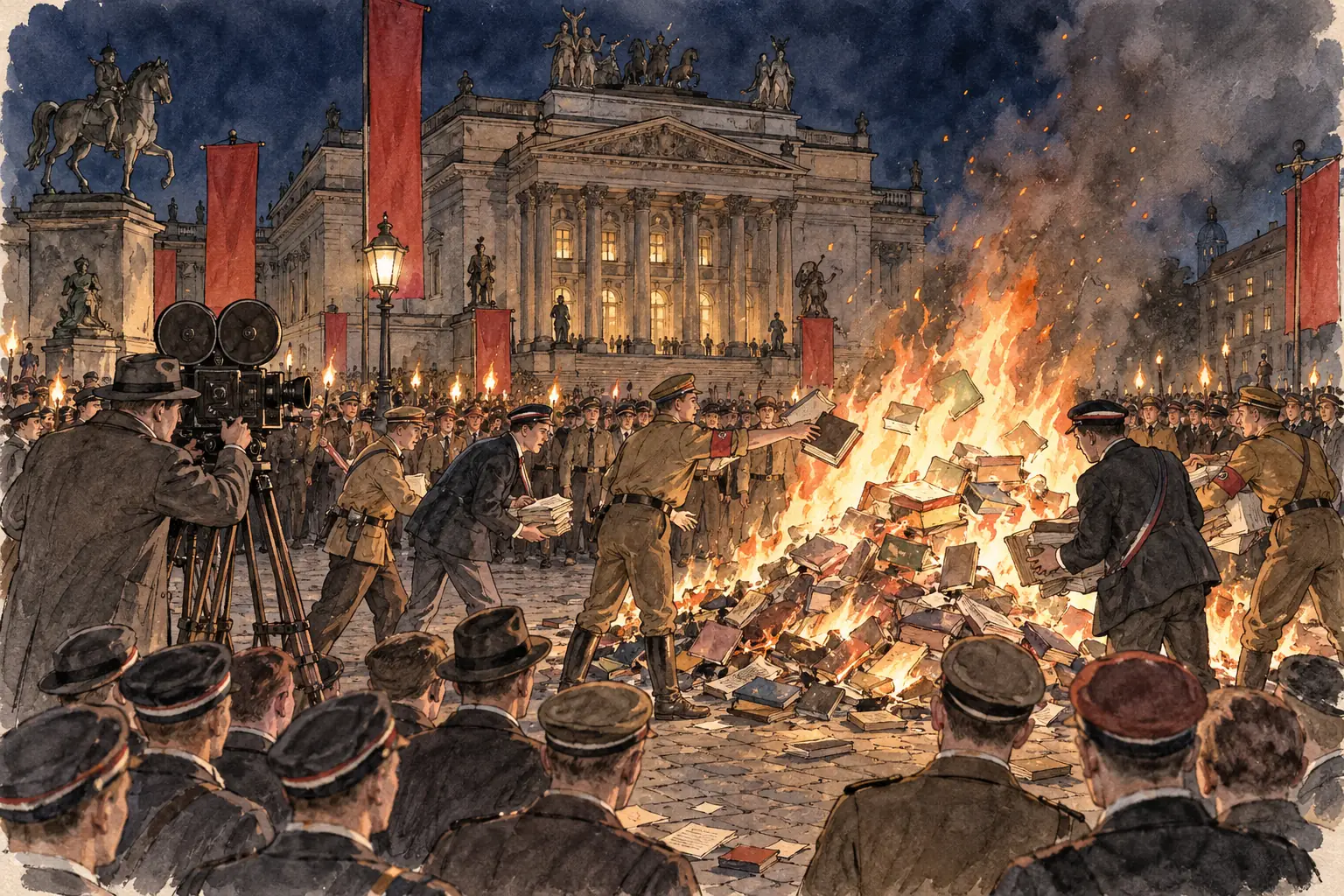In May 1933 Nazi students publicly burned books by Jewish, socialist and anti-war writers such as Freud, Brecht and Thomas Mann.
