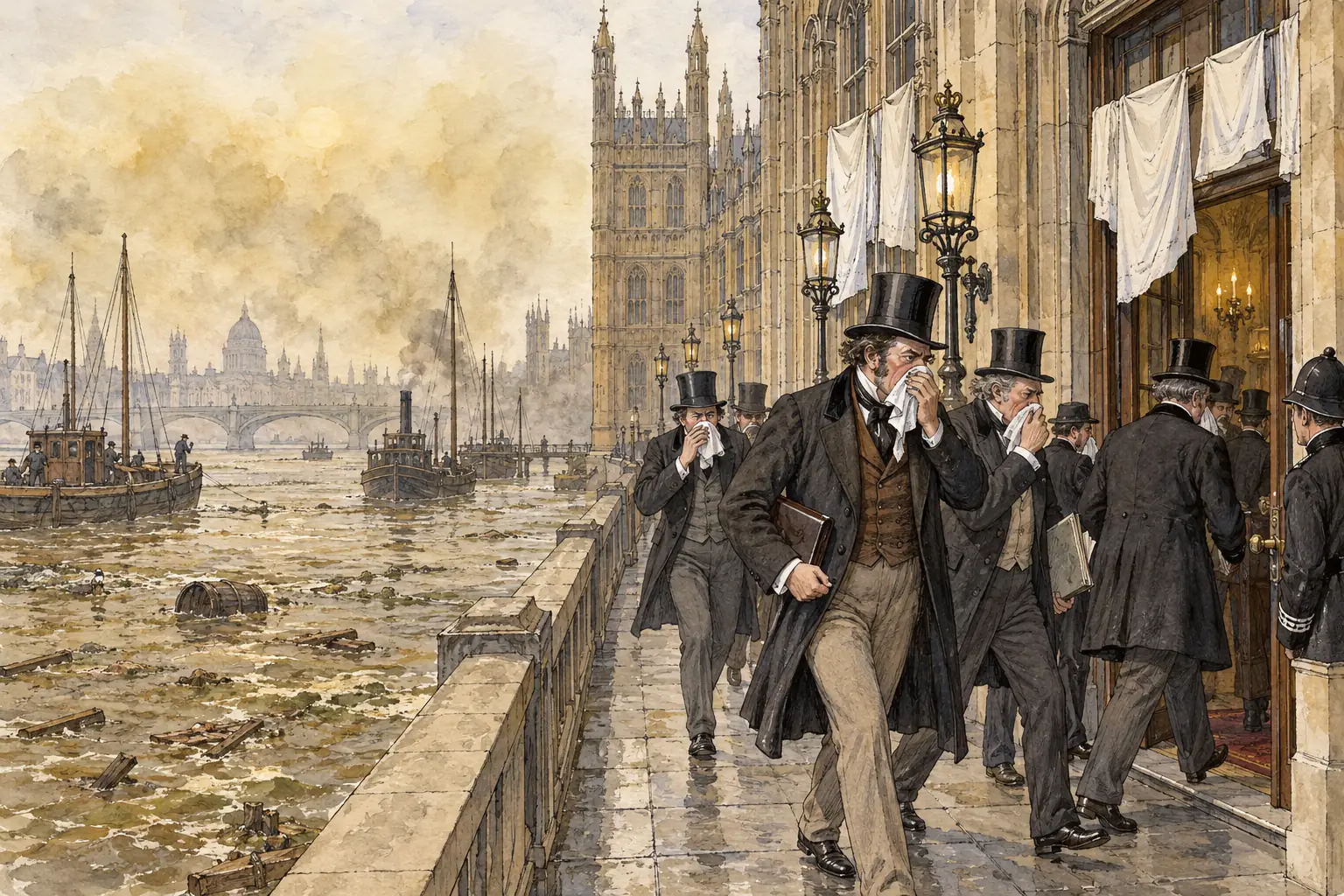 The Great Stink of 1858, when the Thames became unbearably polluted, finally forced Parliament to act