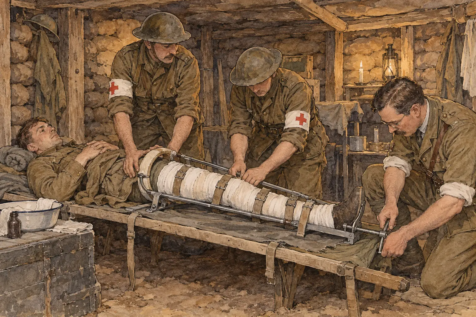 The Thomas splint kept a broken leg rigid and aligned on the journey from the battlefield, and far fewer soldiers with these wounds died.
