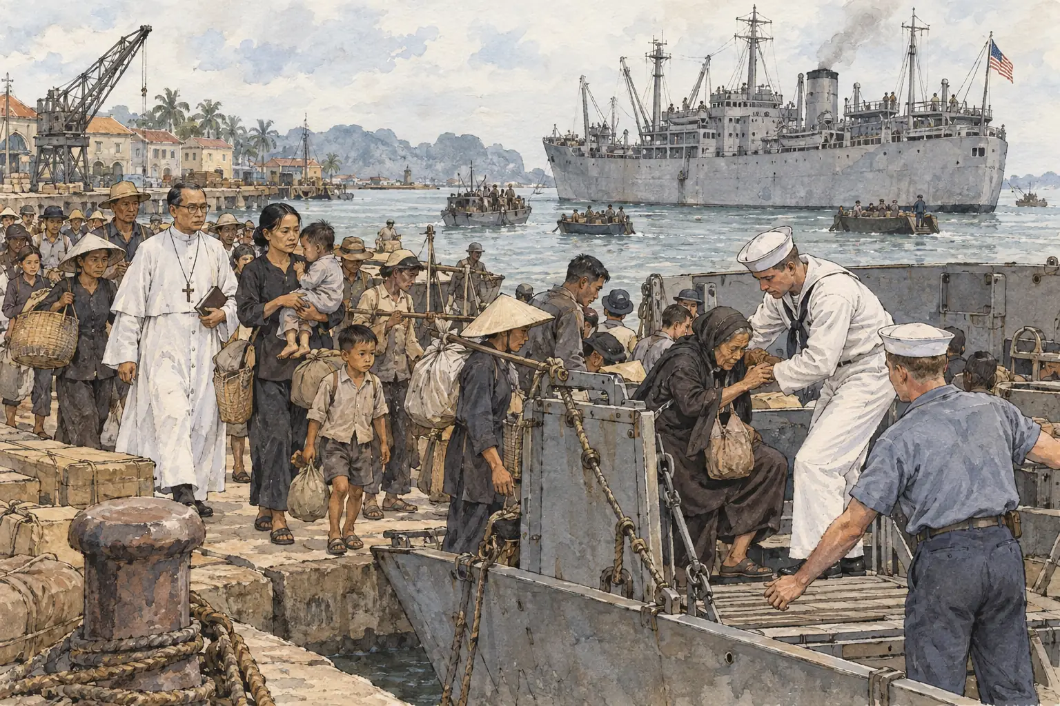 After Vietnam was divided, hundreds of thousands of people from the North, many of them Catholics, moved south, many of them on US Navy ships