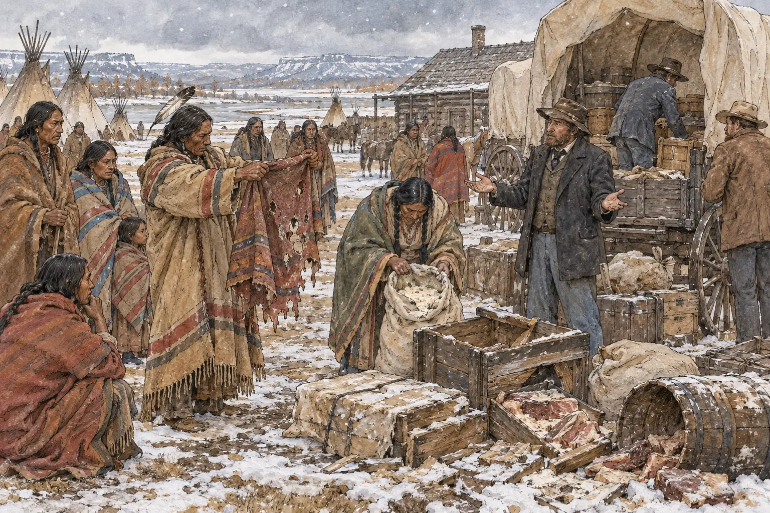 The goods promised under the treaty often arrived late or spoiled, which bred resentment.